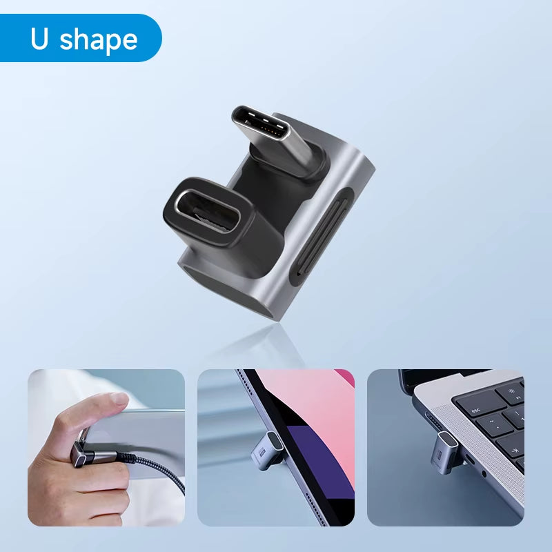240W USB C to C Adapter 40Gbps 8K 60Hz 90 Degree Converter USB4 Adapter for Thunderbolt 4/3 Macbook Iphone 17 Pro Tablet
